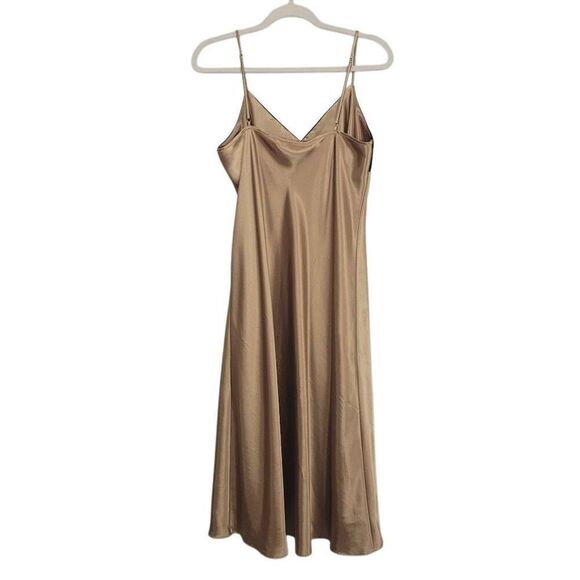 Morgan‎ Taylor Intimates Gold Satin Slip Dress Sz L Black Velvet Bust Feminine - Picture 2 of 6